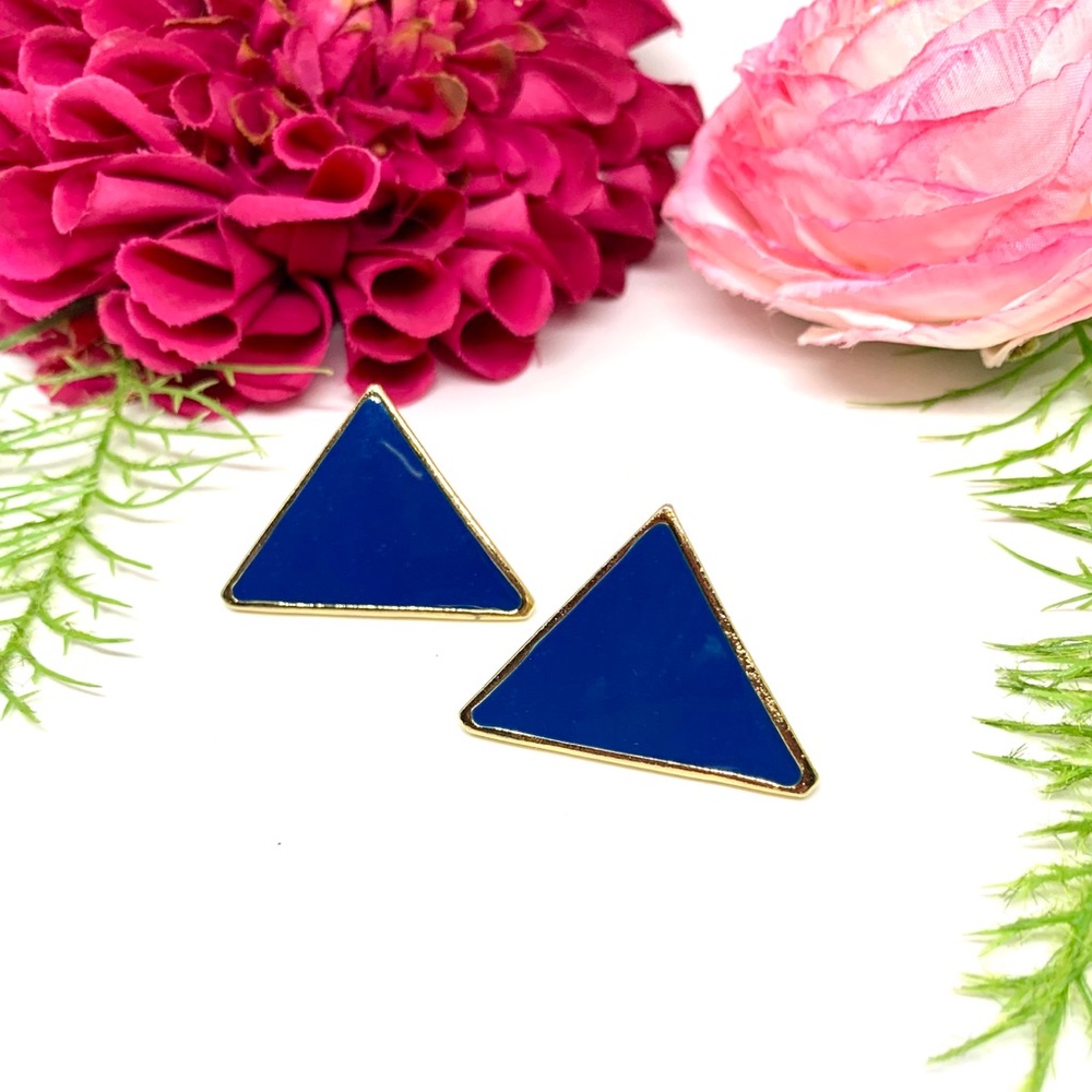 ⚜️VINTAGE Cobalt Blue Geometric Clip Earrings